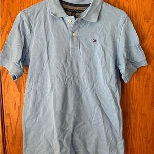 Tommy Hilfiger Pale Blue Short Sleeve Polo with Flag Logo